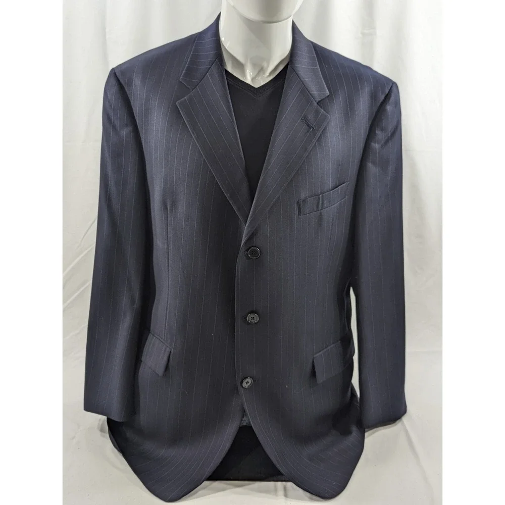 Daniel Cremieux Blazer Sport Coat Suit Jacket Loro Piana‎ 44R Navy Pin Striped